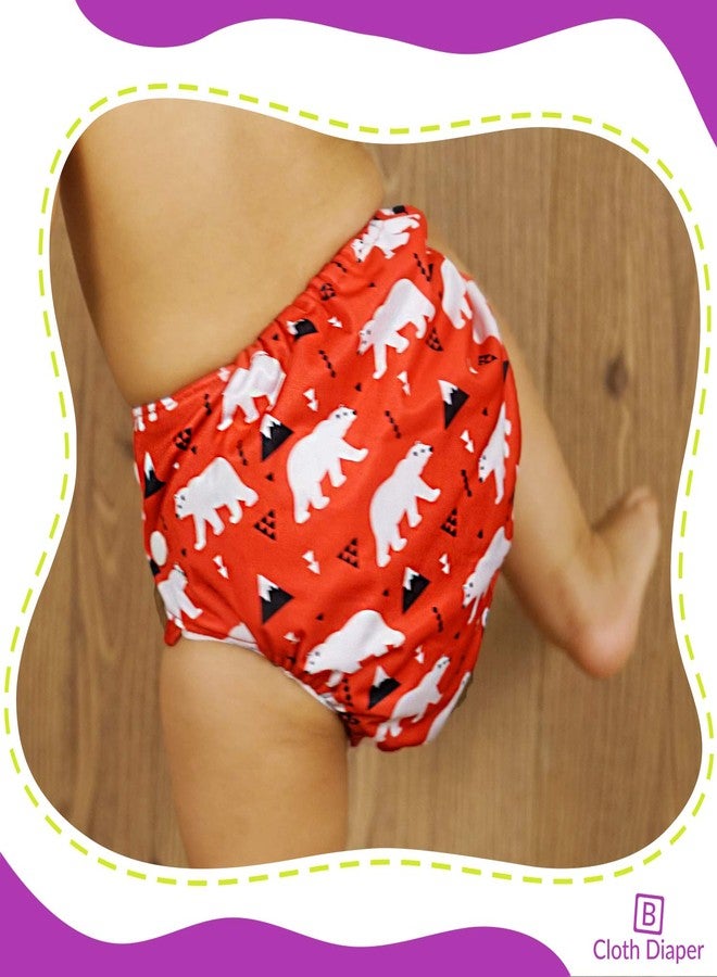 Bembika Cloth Diapers for Babies, Washable Reusable, Adjustable Sizes (2 Combo) (2 Dry Feel Inserts Included) (Whale + Bear) - Image 2