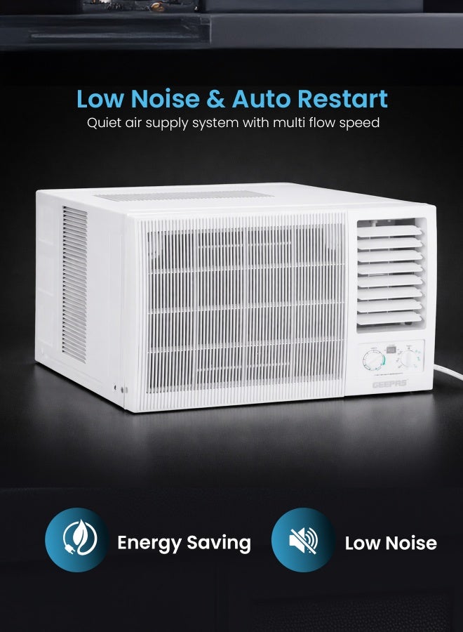 GEEPAS 1.5 Ton Window Air Conditioner| Washable Filter 18000BTU | 360 Air Delivery, Low Noise & Auto Restart | 3 Speed, Cool/Fan/ Dry Mode GACW1878TCU White - Image 5