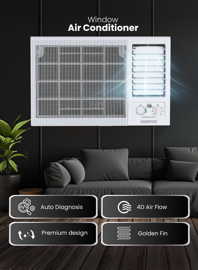 GEEPAS 1.5 Ton Window Air Conditioner| Washable Filter 18000BTU | 360 Air Delivery, Low Noise & Auto Restart | 3 Speed, Cool/Fan/ Dry Mode GACW1878TCU White - Image 2