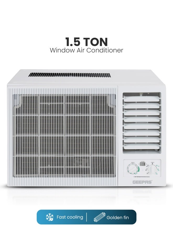GEEPAS 1.5 Ton Window Air Conditioner| Washable Filter 18000BTU | 360 Air Delivery, Low Noise & Auto Restart | 3 Speed, Cool/Fan/ Dry Mode GACW1878TCU White - Image 1