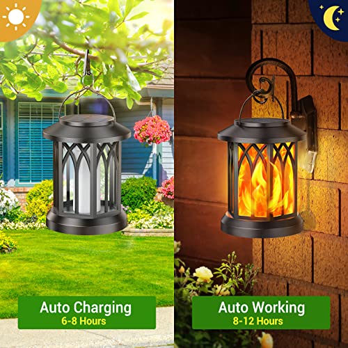 KOOPER Hanging Solar Lights Lantern Outdoor, Flickering Flames Solar Outdoor Lights, Solar Lanterns Outdoor Waterproof with Bigger Panel, Lanterns Decorative Outdoor for Yard Garden Decor, 2 Pack - Image 3