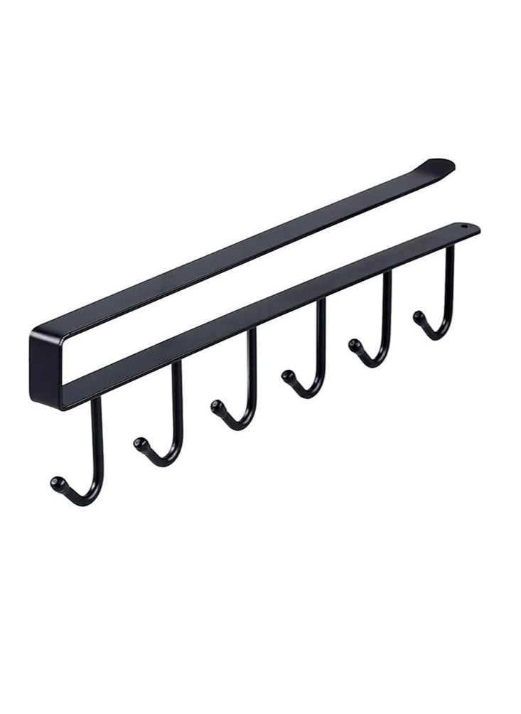 Perfii Iron Multipurpose Kitchenware Storage Hooks with 6 Hooks Cup Holder Hang Kitchen Cabinet Under Shelf Storage Rack  - Image 1