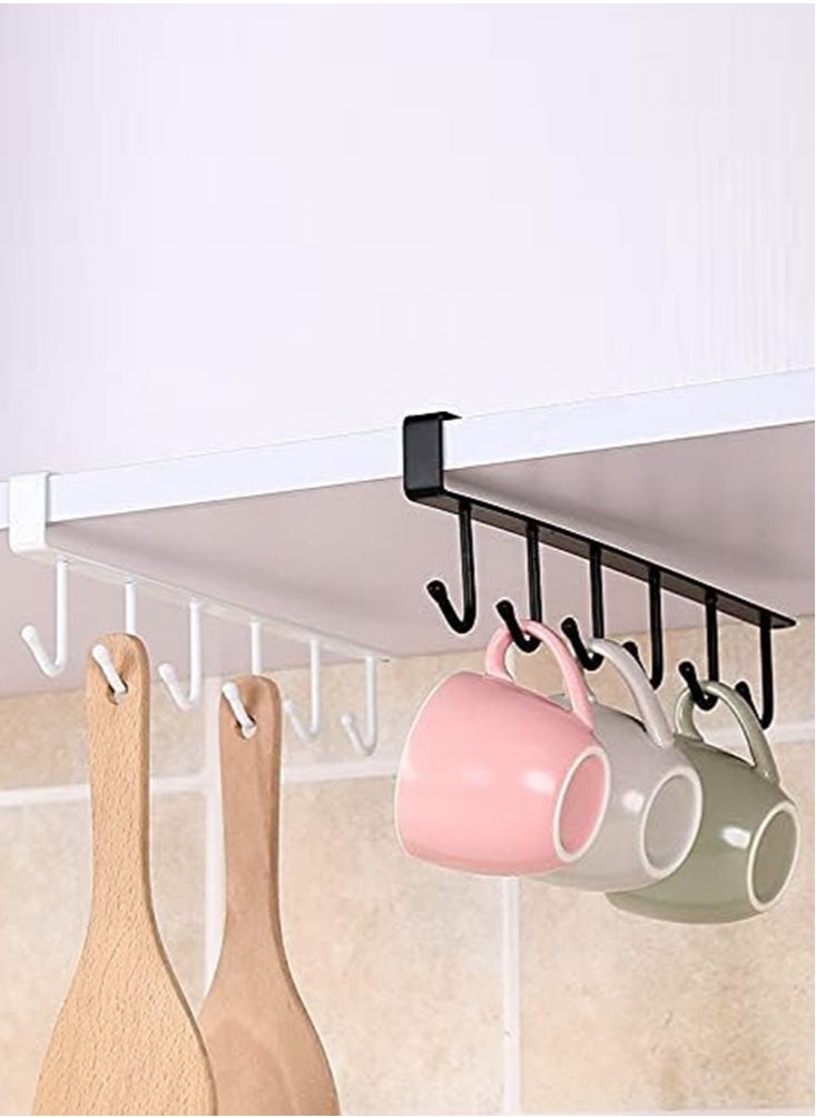Perfii Iron Multipurpose Kitchenware Storage Hooks with 6 Hooks Cup Holder Hang Kitchen Cabinet Under Shelf Storage Rack  - Image 3