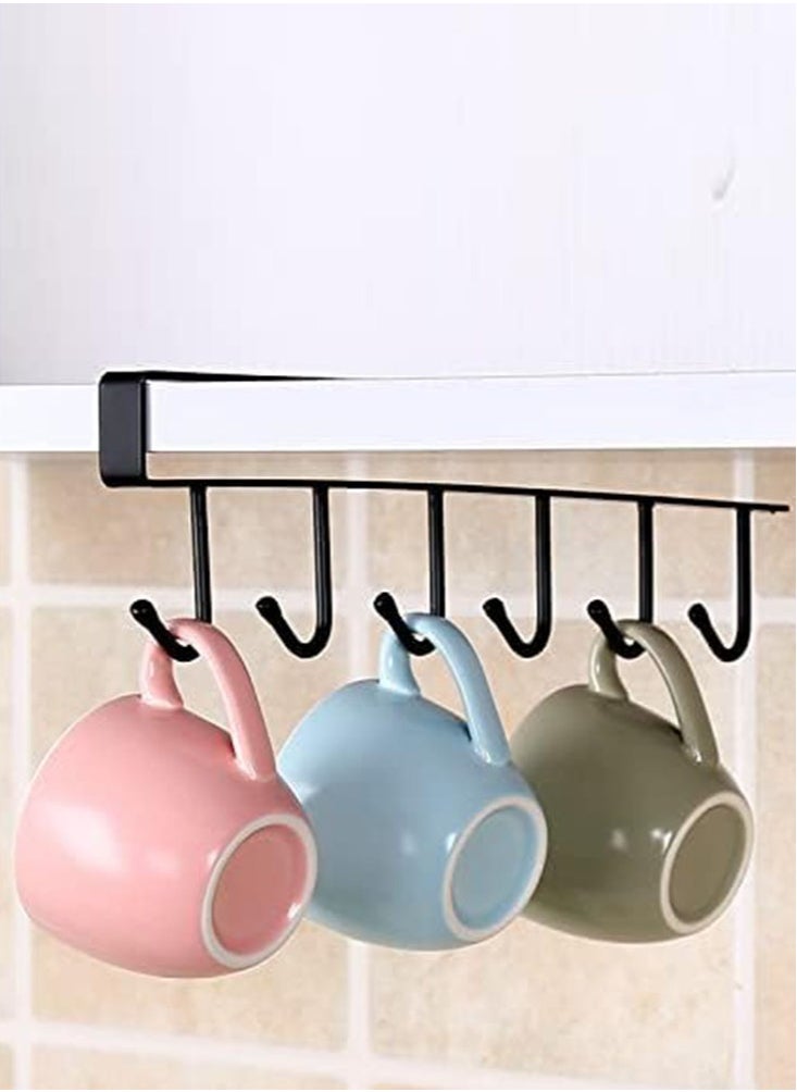 Perfii Iron Multipurpose Kitchenware Storage Hooks with 6 Hooks Cup Holder Hang Kitchen Cabinet Under Shelf Storage Rack  - Image 4