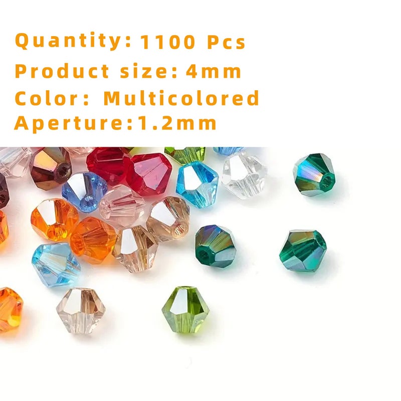 Laopottbeads 1100Pcs 4Mm Bicone Crystal Glass Beads For Jewelry Making  Sparkling Mini Beads For Suncatchers  Diy Bracelets & Craft Projects (Multicolored) - Image 4