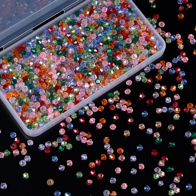 Laopottbeads 1100Pcs 4Mm Bicone Crystal Glass Beads For Jewelry Making  Sparkling Mini Beads For Suncatchers  Diy Bracelets & Craft Projects (Multicolored) - Image 1