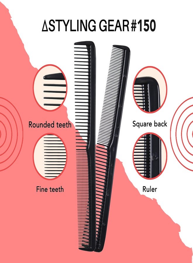 Styling Gear #150 Hair Combs Set Of 6. Barber Cutting, Pocket-Sized Combs For Men And Women, For Hair Stylists, Beard, Mustache Grooming. Made In USA (Black) - Image 4