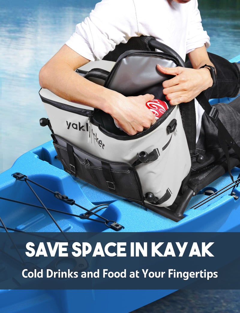Yakhacker Kayak Cooler, Waterproof Seat Back Cooler with Lawn-Chair Style Seats, Kayak Accessories Bag, Portable Ice Chest Cooler for Kayaking, Travel, Lunch, Beaches &Trips (Silver) - Image 4