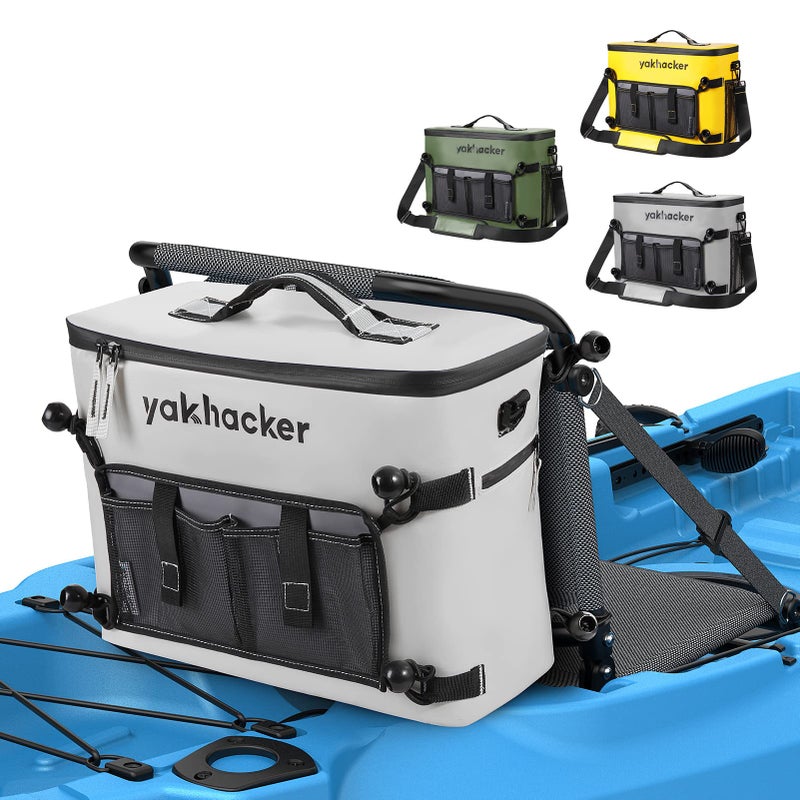 Yakhacker Kayak Cooler, Waterproof Seat Back Cooler with Lawn-Chair Style Seats, Kayak Accessories Bag, Portable Ice Chest Cooler for Kayaking, Travel, Lunch, Beaches &Trips (Silver) - Image 1