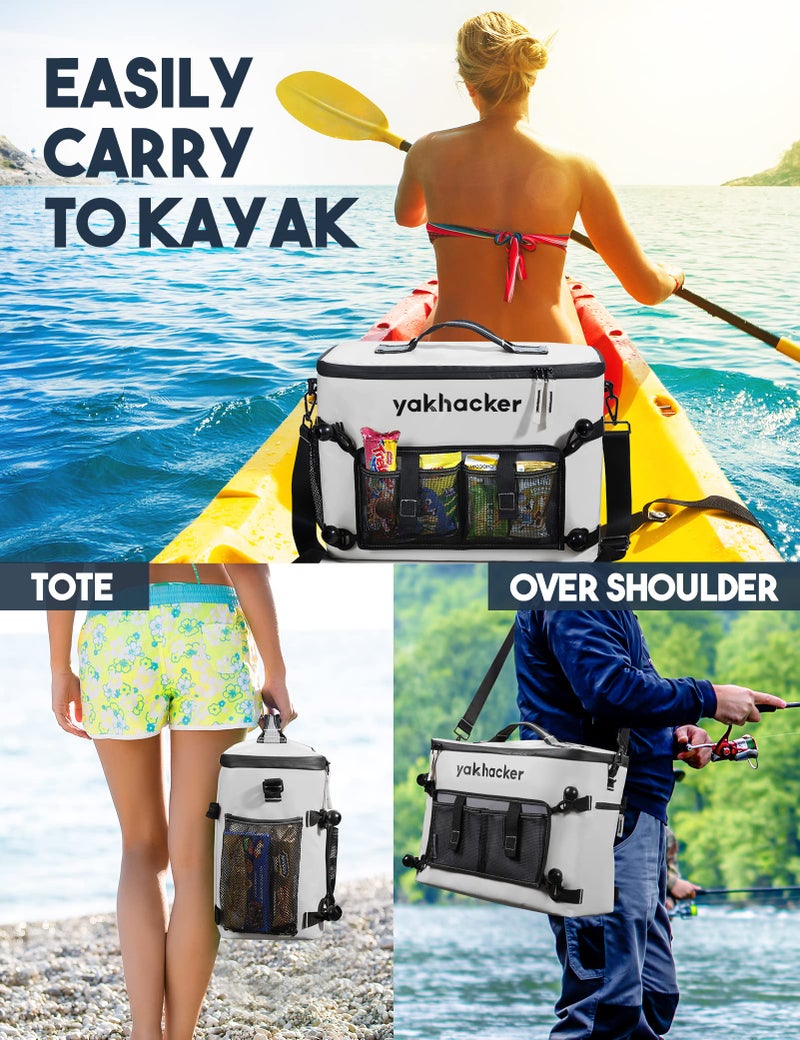 Yakhacker Kayak Cooler, Waterproof Seat Back Cooler with Lawn-Chair Style Seats, Kayak Accessories Bag, Portable Ice Chest Cooler for Kayaking, Travel, Lunch, Beaches &Trips (Silver) - Image 5