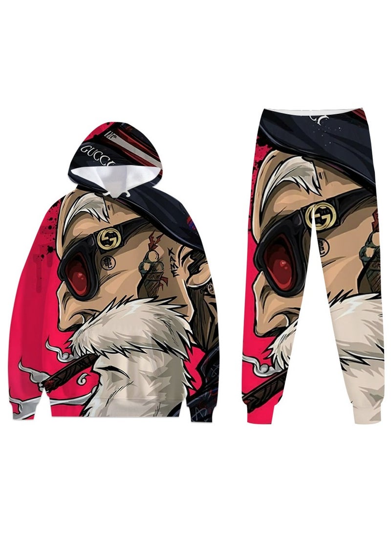 KUYING New Dragon Ball 3D Digital Printed Hooded Sweatshirt And Pants Set  - Image 1
