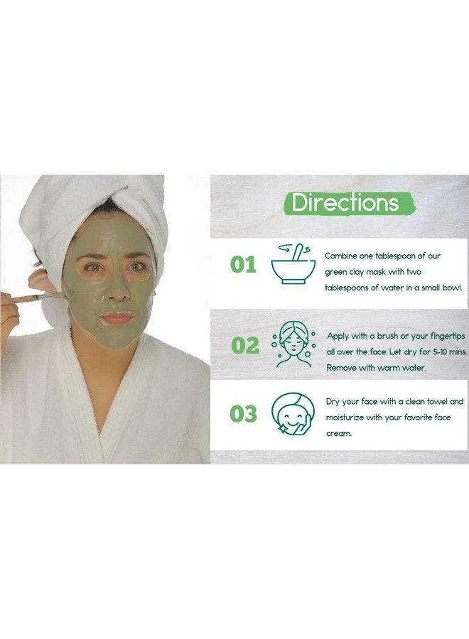 BeNat . Green Clay Mask. Allnatural. 4Oz. Detoxify And Reduce Pores While Absorbing Excess Oils And Impurities In Your Face. - Image 4