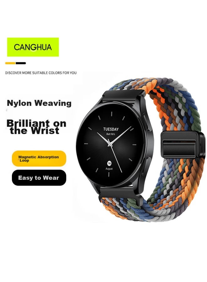 Canghua Compatible With Xiaomi Watch S4/s3/s1/s2 Straps, Xiaomi Watch S1 Pro/color 2/sports Edition Breathable Magnetic Nylon Woven Strap, Rainbow - Image 1