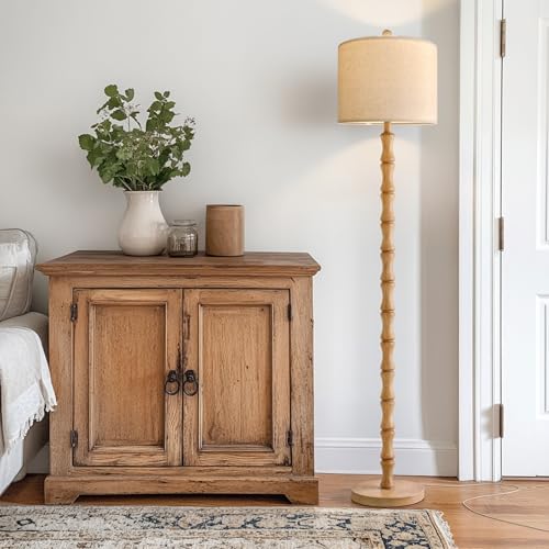 BOBOMOMO 62" Farmhouse Floor Lamp for Living Room, Retro Corner Floor Lamp Rotary Switch, Rustic Standing Lamp for Bedroom, Corner, Nursery, Dining Room, Bedroom, House - Image 5