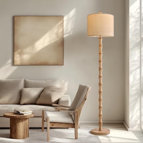 BOBOMOMO 62" Farmhouse Floor Lamp for Living Room, Retro Corner Floor Lamp Rotary Switch, Rustic Standing Lamp for Bedroom, Corner, Nursery, Dining Room, Bedroom, House - Image 4