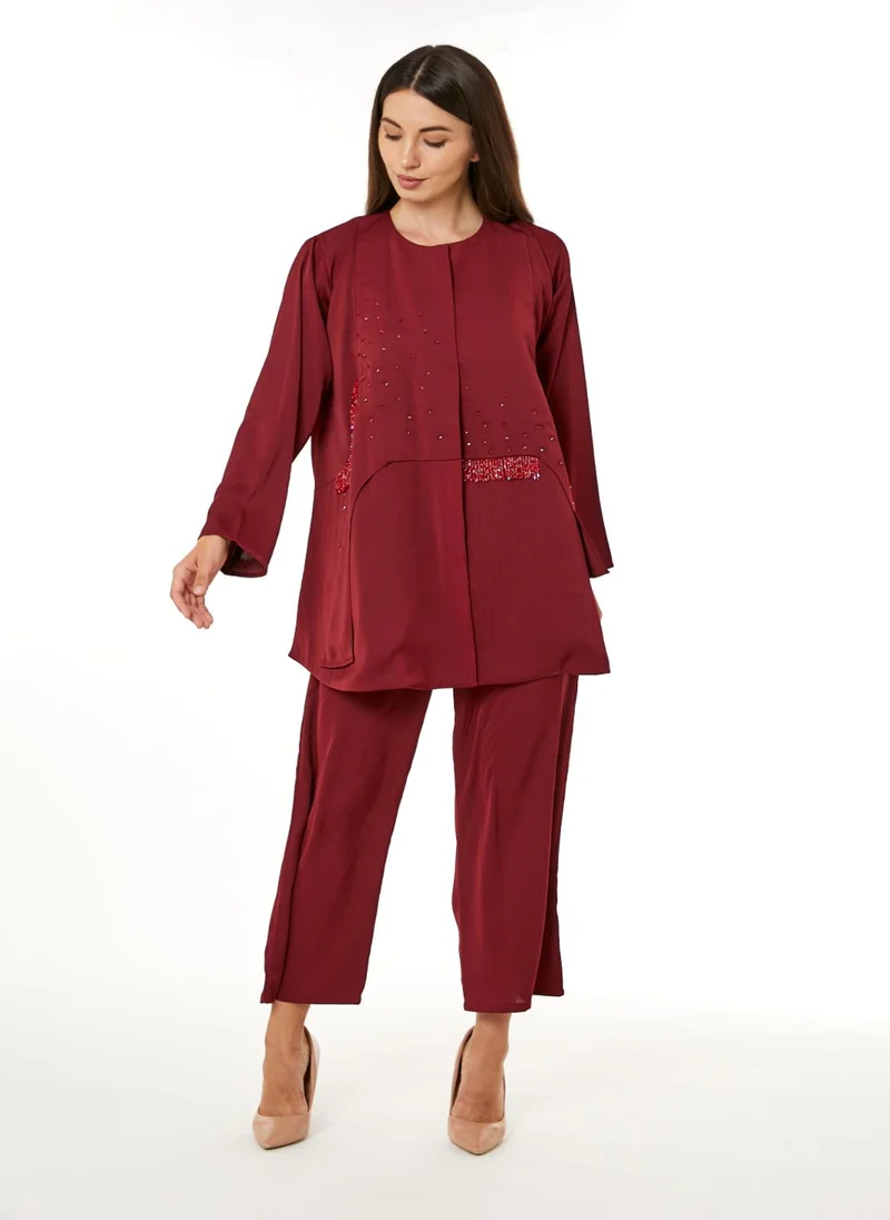 مويستريت Red Zoom Top and Pants Set