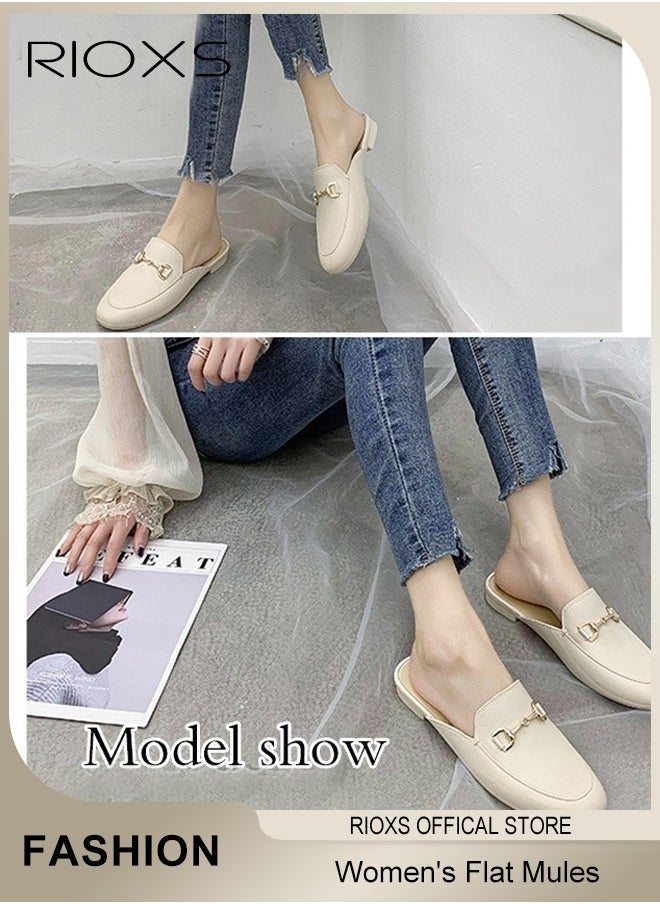 Women's Buckle Flat Mules, Closed Toe Sandals, Fashionable Comfortable Slippers, Slip-On Backless Mule Shoes, Fashionable Mule Slides with Flexible Non-slip Sole, Easy to Wear On and Off - pzsku/Z9EFE09DEFA770CC6C497Z/45/_/1730519748/44212c26-9ad7-4600-b598-347fe8b3e2cd