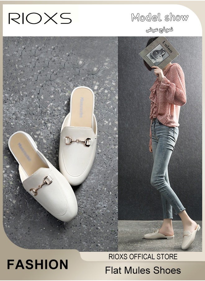 Women's Buckle Flat Mules, Closed Toe Sandals, Fashionable Comfortable Slippers, Slip-On Backless Mule Shoes, Fashionable Mule Slides with Flexible Non-slip Sole, Easy to Wear On and Off - pzsku/Z9EFE09DEFA770CC6C497Z/45/_/1730519749/31416da5-8f01-4808-8c43-c4d1d267ff47