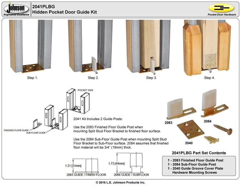 Johnson Hardware 2041PLBG Hidden Pocket Door Guide - Image 4