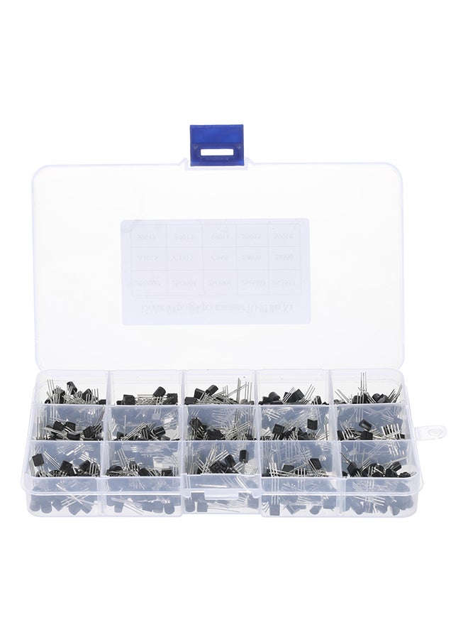 Generic 600-Piece 15Values Transistor Kit With Storage Box Black/Silver  - Image 2