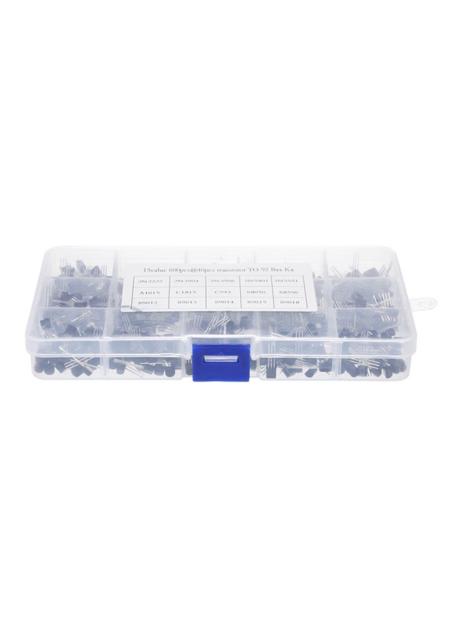 Generic 600-Piece 15Values Transistor Kit With Storage Box Black/Silver  - Image 1