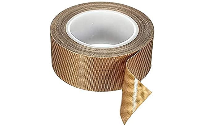 شريط تيفلون بني اللون - قماش تيفلون - شريط آلة الختم - مقاومة عالية للحرارة - مغطى بالزجاج - 10 متر طول × 30 مم عرض