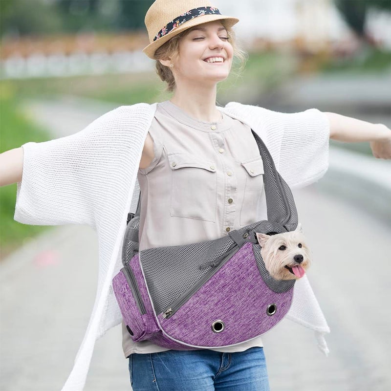PetAmi Dog Sling Carrier for Small Dogs, Puppy Carrier Sling Purse, Dog Bags For Traveling, Carrying Bag to Wear Medium Cat, Adjustable Crossbody Pet Sling Travel Poop Bag Dispenser, Max 5 lbs, Purple - Image 5