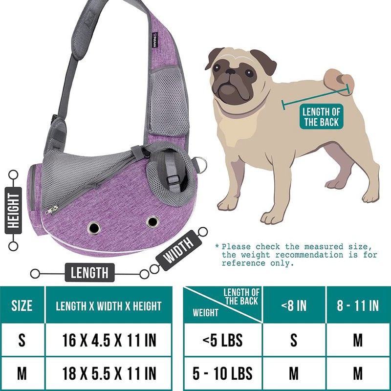 PetAmi Dog Sling Carrier for Small Dogs, Puppy Carrier Sling Purse, Dog Bags For Traveling, Carrying Bag to Wear Medium Cat, Adjustable Crossbody Pet Sling Travel Poop Bag Dispenser, Max 5 lbs, Purple - Image 2