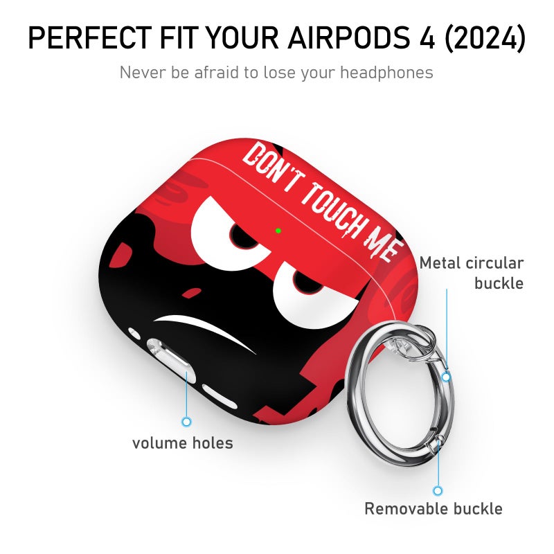 Youtec for Apple Airpods 4th Generation Case Cover(2024),Don't Touch Me for Airpods 4 Cover with Keychain/Lanyard Soft Cute Shockproof Covers for Women Men Compatible AirPod 4 Case,Red - Image 5