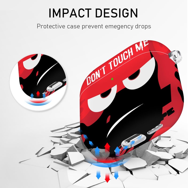 Youtec for Apple Airpods 4th Generation Case Cover(2024),Don't Touch Me for Airpods 4 Cover with Keychain/Lanyard Soft Cute Shockproof Covers for Women Men Compatible AirPod 4 Case,Red - Image 2