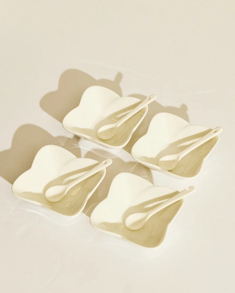 REDTAG White Porcelain Dish & Spoon Set (8-Piece)