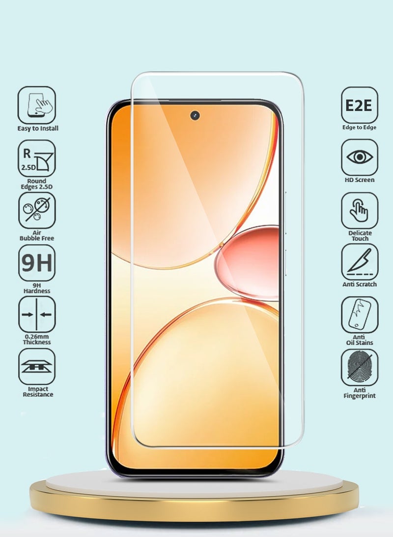 جيماكس حامي شاشة زجاجي مقسّى بشاشة منحنيّة حواف 9H 2.5D من سلسلة Realme C85 5G 2025 GMAX - شفاف - Image 2