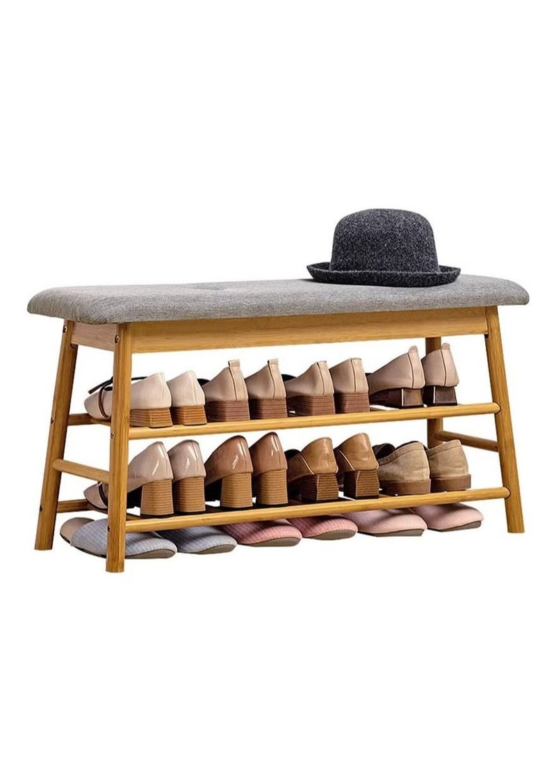 Bamboo Shoes Bench Seat, 2 Tier Shoe Rack Storage Stool With Hidden Storage Compartment, Shoe Shelf For Entryway, Hallway, Bedroom, Living Room, 83 x 27 x 44 cm - pzsku/Z9EFE34D3A64C65E86897Z/45/_/1686046162/2c661643-e926-439a-8907-edaea0a7084e