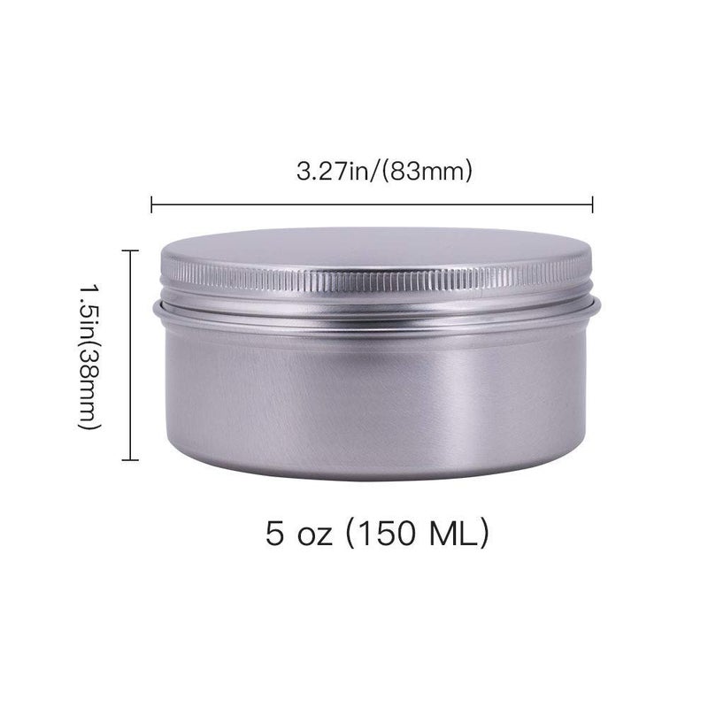 Qixivcom 10 Packs 5 Oz 150ml Round Tin Cans Aluminum Tin Screw Top Lid Metal Steel Tins Empty Cosmetic Sample Container Storage Organization for DIY Salve Crafts Spices Candies Tea Accessories - Image 2