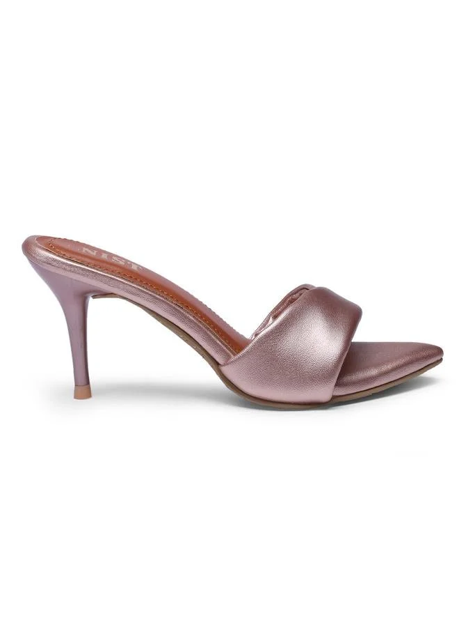 Gnist Pink Mid-Heel Sandals with Twisted Strap