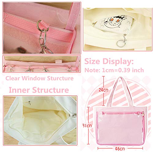 AlwaySky Ita Tote Bag Clear Window for Pins Shoulder Bag Handbag Bag DIY, Cosplay Stachel Tote Black - Image 5