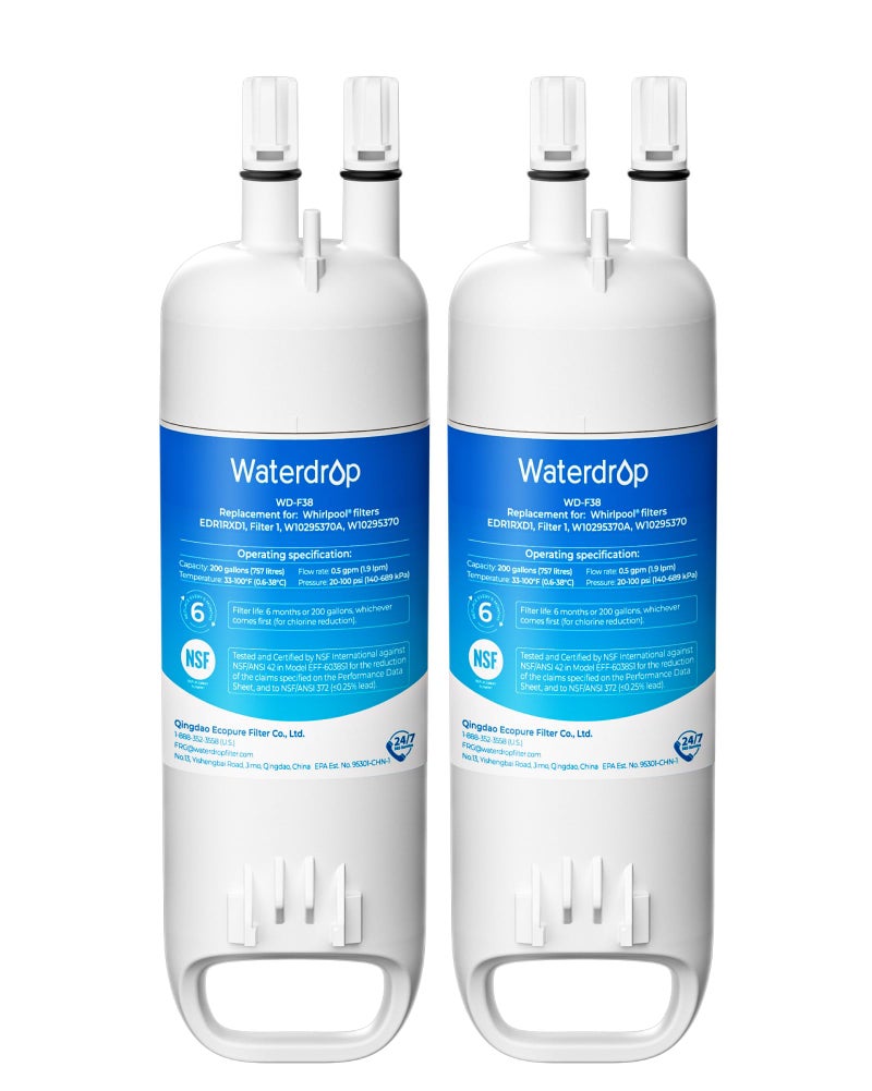 Waterdrop EDR1RXD1 Replacement for EverydropÂ® Filter 1,W10295370A, EDR1RXD1B, P8RFWB2L, P4RFWB, KenmoreÂ® 46-9081, 46-9930, WD-F38 Refrigerator Water Filter, 2 Filters - Image 1