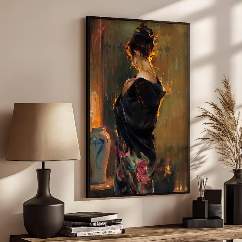 ماركتنا لوحة قماشية بتصميم امرأة مع برواز مجوف مقاس (50×70) قطعة واحدة - Image 2