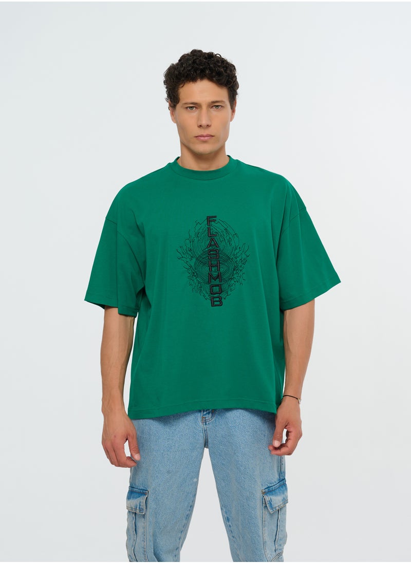 Flashmob - Graphic Embroidered Oversized T-Shirt - Image 1