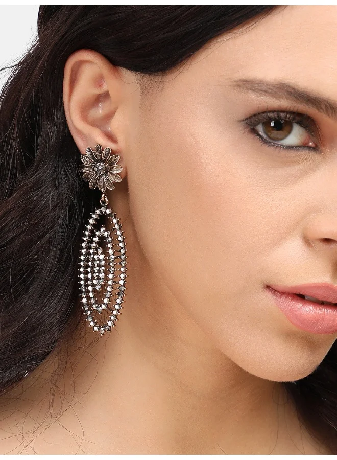 SOHI Pack Of Daisy Cluster Geometric Artificial Drop Earring Jewellery