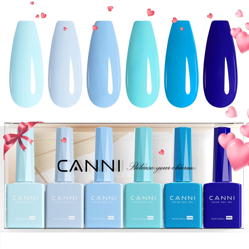 CANNI 6Pcs 9ml Navy Blue Gel Nail Polish Set- Dark Royal Blue Gel Polish Kit Colors DIY at Home Salon Christmas New Year's Gifts for Girls - Image 1