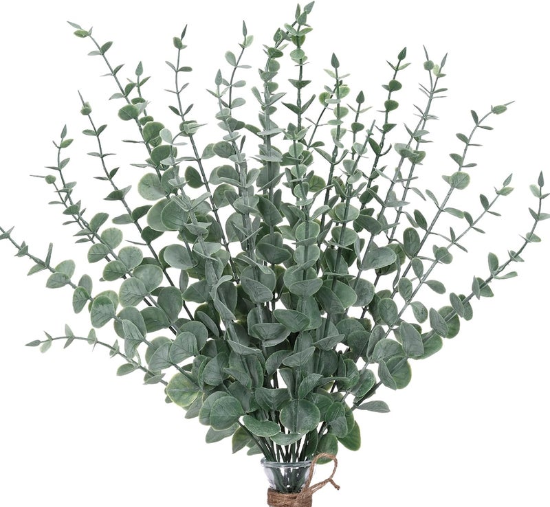 CEWOR 24pcs Eucalyptus Stems Artificial Eucalyptus Leaves Fake Greenery Branches Fake Flowers for Wedding Centerpiece Spring Easter Farmhouse Home Decoration - Image 1