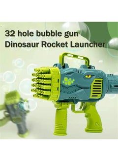 Generic 32 Holes Dinosaur Bubble Gun Rechargeable Rocket Launcher Handheld Bubble Gun Children’s Breathable Bubble Machine Toy  - Image 2