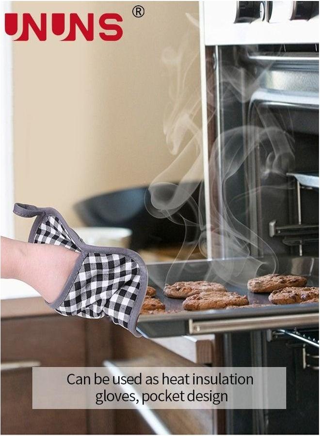 UNUNS Silicone Oven Mitts,4Pcs Heat Resistant Gloves set,Non-Slip Professional Kitchen Mittens With Soft Quilted Liner For Baking Cooking  - Image 4
