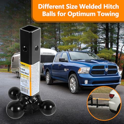 MaxxHaul 70270 Trailer Hitch Hollow Shaft Triple Ball Mount Black - Image 3