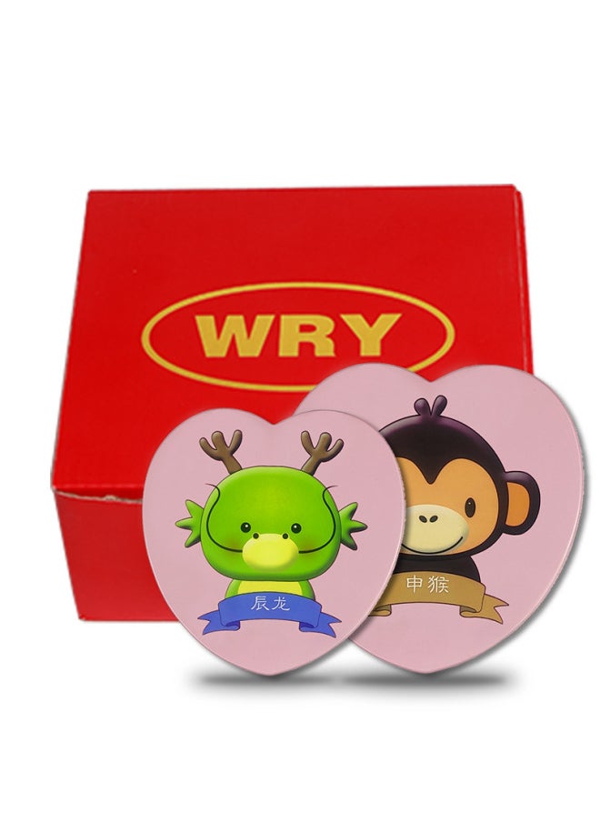 Generic - Heart-shaped Twelve Zodiac Teeth Box Baby Fetal Hair Teeth Storage Collection Creative Box Teeth House Support Customized-Color:Pink Monkey - Image 1