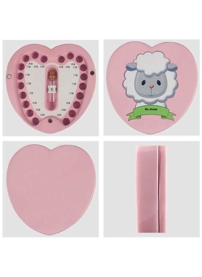 Generic - Heart-shaped Twelve Zodiac Teeth Box Baby Fetal Hair Teeth Storage Collection Creative Box Teeth House Support Customized-Color:Pink Monkey - Image 1