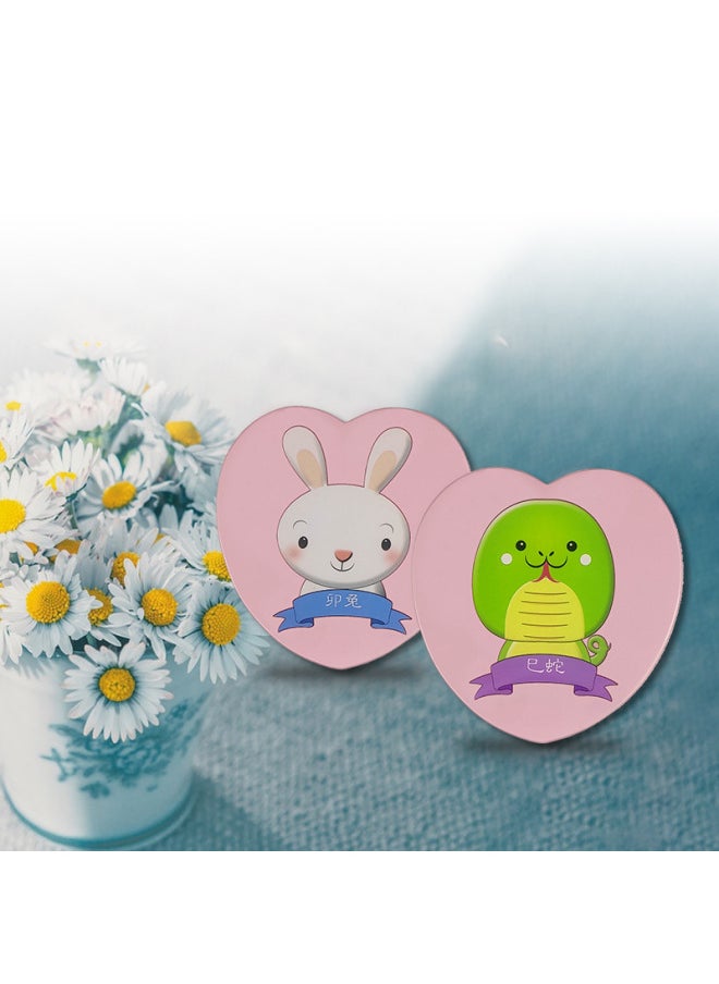 Generic - Heart-shaped Twelve Zodiac Teeth Box Baby Fetal Hair Teeth Storage Collection Creative Box Teeth House Support Customized-Color:Pink Monkey - Image 1