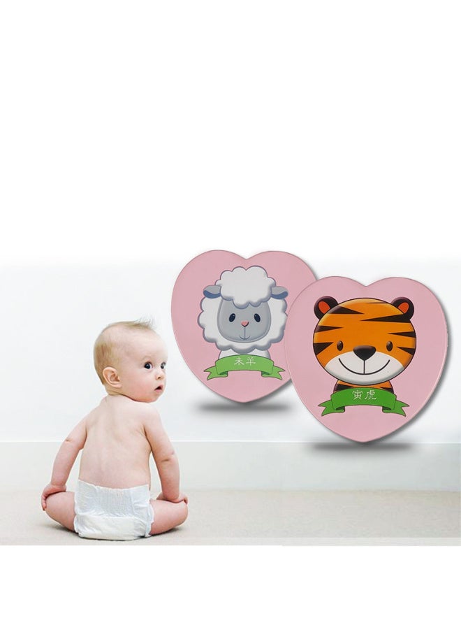Generic - Heart-shaped Twelve Zodiac Teeth Box Baby Fetal Hair Teeth Storage Collection Creative Box Teeth House Support Customized-Color:Pink Monkey - Image 1