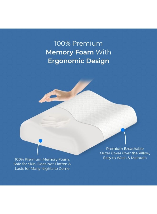 CareFoam وسادة عنق CareFoam النهائية لتخفيف الألم أثناء النوم، تحسن الوضعية ومحاذاة العمود الفقري، وسادة لتخفيف آلام الرقبة مع غطاء قابل للغسل من رغوة الذاكرة فائقة الاستجابة - كوين - أبيض عبوة من 1 - Image 2